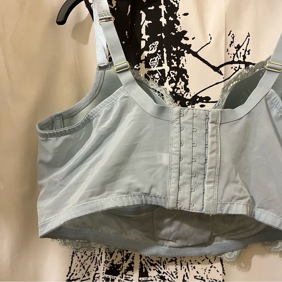 Cacique Lace Balconette Bra Underwire Lace Up Accents Blue 42DD - Picture 10 of 13